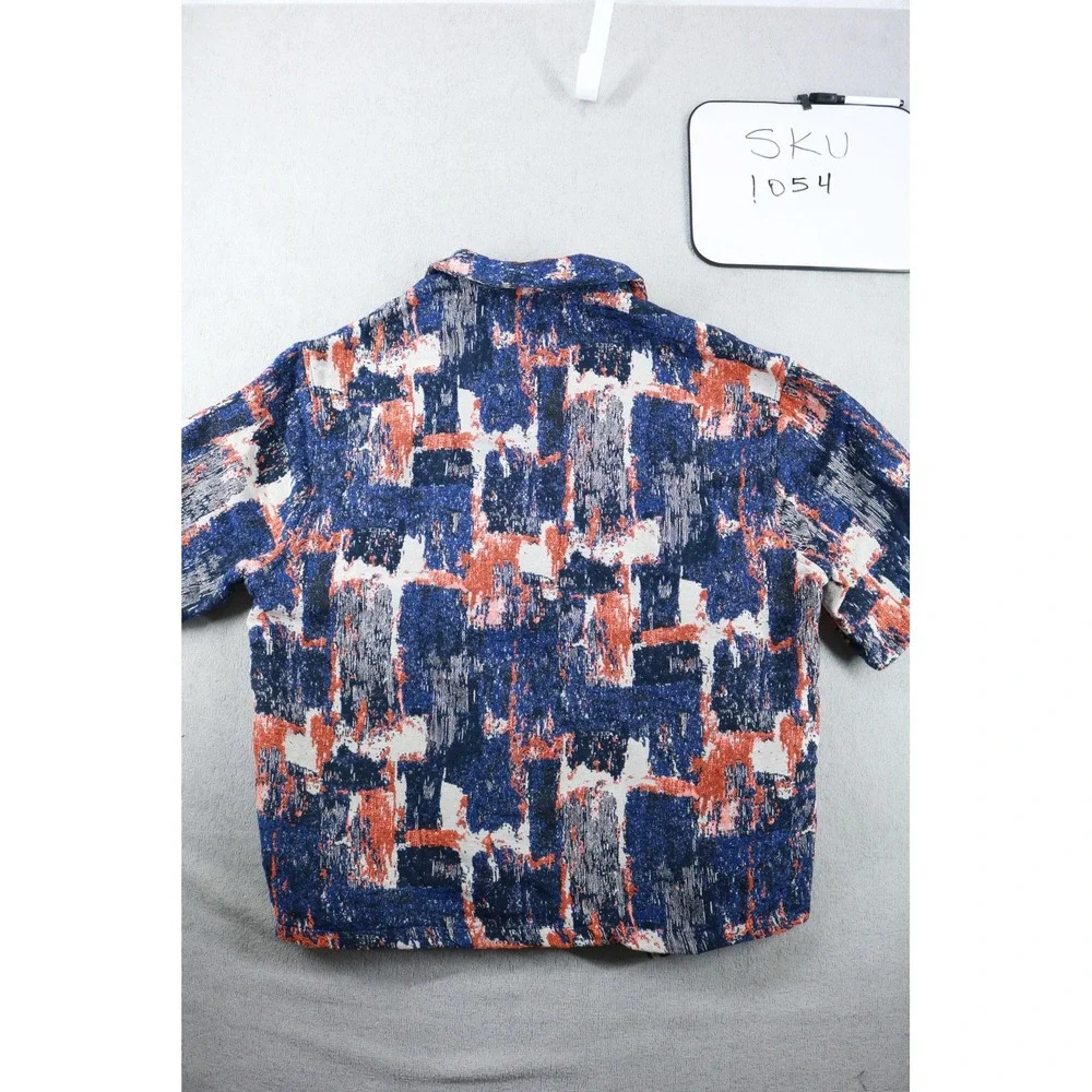 Fashion Nova Men Shirt Mens XL Blue Hayward Tapestry Short Sleeve Abstract New